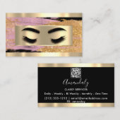 Eyelash Makeup QR Code Logo Pink Gold Strikes Visitenkarte (Vorne/Hinten)