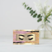 Eyelash Makeup QR Code Logo Pink Gold Strikes Visitenkarte (Stehend Vorderseite)