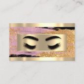 Eyelash Makeup QR Code Logo Pink Gold Strikes Visitenkarte (Vorderseite)
