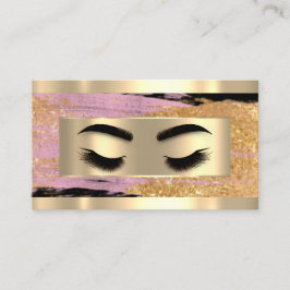 Eyelash Makeup QR Code Logo Pink Gold Strikes Visitenkarte