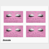 Eyelash Makeup UAWG Beauty Pink Rose Grau Glitzer Rechteckiger Aufkleber (Blatt)