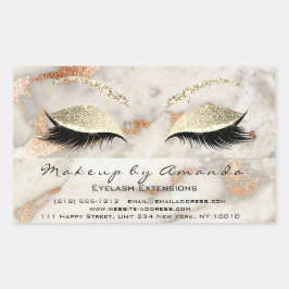 Eyelash Makeup UAWG Coral Marble Rose Grau Glitzer Rechteckiger Aufkleber