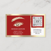 Eyelash Microblade QR CODE Aftercare Red Gold Visitenkarte (Vorderseite)