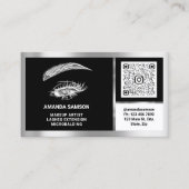 Eyelash Microblade QRCODE Aftercare BlackWhiteGray Visitenkarte (Vorderseite)