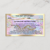 Eyelash Microblade QRCODE Aftercare Gold Holograph Visitenkarte (Rückseite)