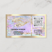 Eyelash Microblade QRCODE Aftercare Gold Holograph Visitenkarte (Vorderseite)