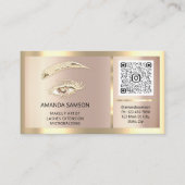Eyelash Microblade QRCODE Aftercare RoseGold Rahme Visitenkarte (Vorderseite)