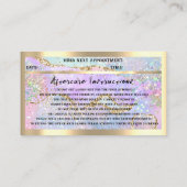 Eyelash Microblade QRCode Logo Holograph Aftercare Visitenkarte (Rückseite)