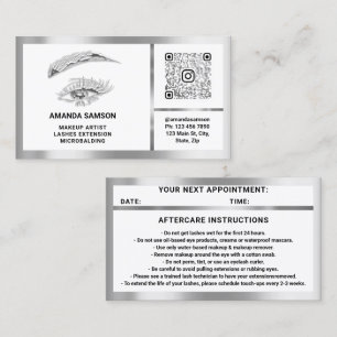 Eyelash Microblade QRCODE Nachsorge Silber Weiß Visitenkarte