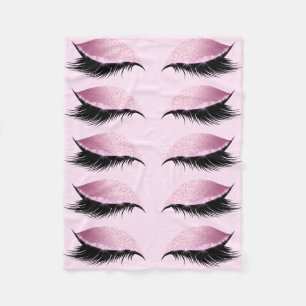 Eyelash Pink Glitzer Girl Fleecedecke