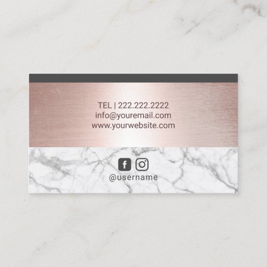 Eyelash Rose Gold Border Marbella Beauty Salon Visitenkarte (Rückseite)