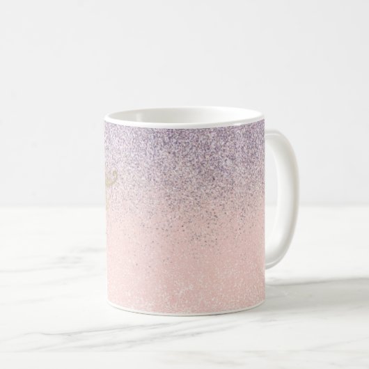 Eyelash Salon Business Glitzer Pink Gold Script Kaffeetasse (VorderseiteRechts)