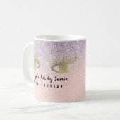 Eyelash Salon Business Glitzer Pink Gold Script Kaffeetasse (Vorderseite Links)