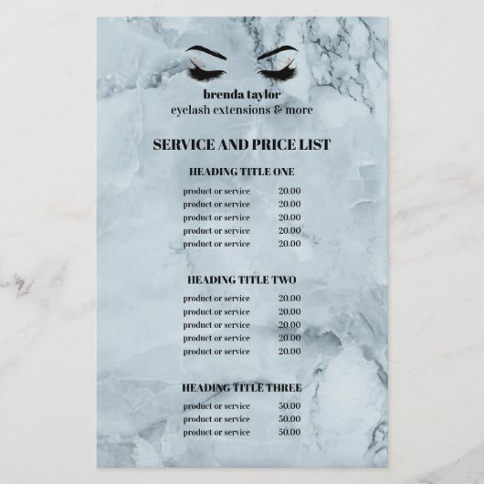 EYELASH SALON SERVICE LIST FLYER (Vorne)
