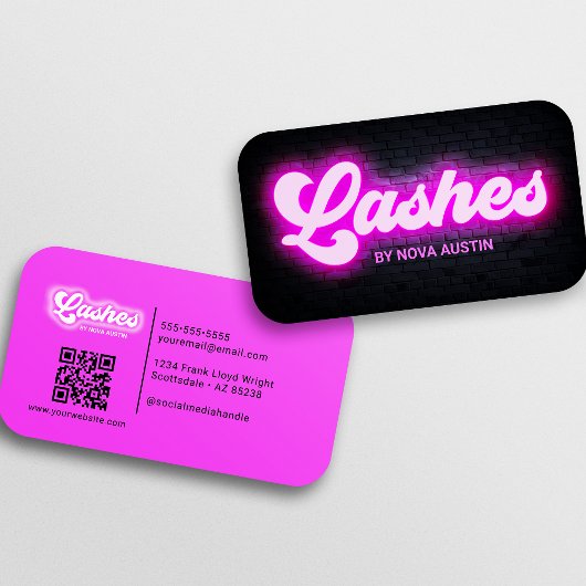 Eyelash Tech Glam Ästhetisch Hot Pink QR Code Visitenkarte