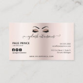 Eyelash Tech Lash Stylist Blush Pink Glitzer Tropf Visitenkarte (Rückseite)