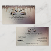 Eyelash Tech Lash Stylist Bronze Gold Glitzer Trop Visitenkarte (Vorne/Hinten)