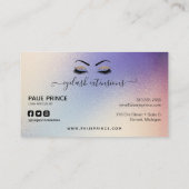 Eyelash Tech Lash Stylist Gold Blue Glitzer Tropfe Visitenkarte (Rückseite)