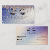 Eyelash Tech Lash Stylist Gold Blue Glitzer Tropfe Visitenkarte (Vorne/Hinten)