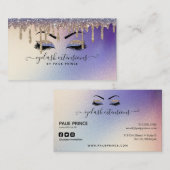 Eyelash Tech Lash Stylist Gold Blue Glitzer Tropfe Visitenkarte (Vorne/Hinten)