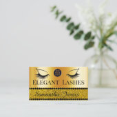 Eyelash Tech Lash Stylist Gold Foil & Glitzer Logo Visitenkarte (Stehend Vorderseite)