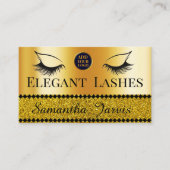 Eyelash Tech Lash Stylist Gold Foil & Glitzer Logo Visitenkarte (Vorderseite)