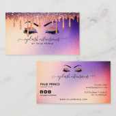 Eyelash Techniker - Lash Stylist Glitzer Tropfen Visitenkarte (Vorne/Hinten)