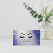Eyelash Techniker Lash Stylist Navy Blue Glitzer Visitenkarte (Stehend Vorderseite)