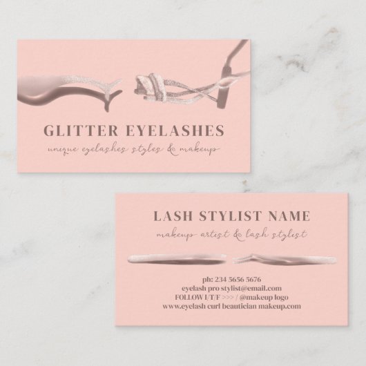 Eyelash Technischer Pink Abstrakt Visitenkarte (Vorne/Hinten)