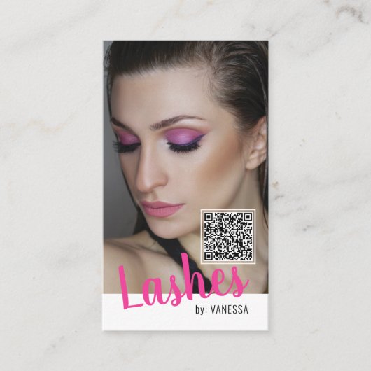 Eyelash-Visitenkarten mit QR-Code und Fotos Visitenkarte (Vorderseite)