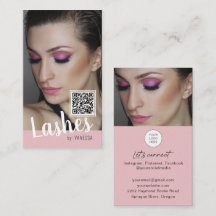 Eyelash-Visitenkarten mit QR-Code und Fotos
