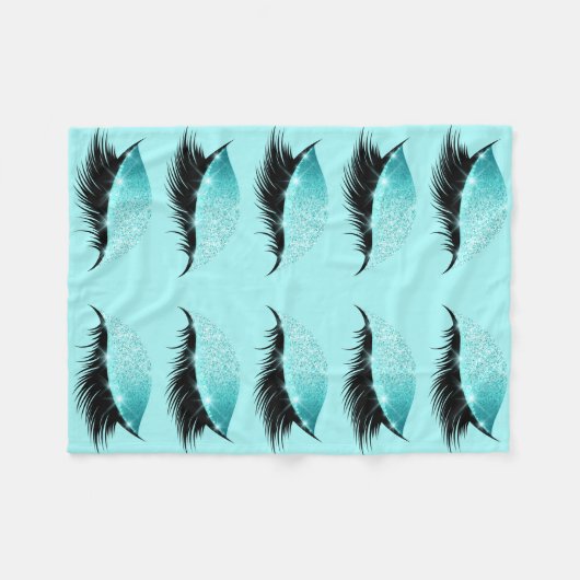 Eyelashes-Aqua-blaues Glitzer-Make-up Girly Fleecedecke (Vorderseite (Horizontal))