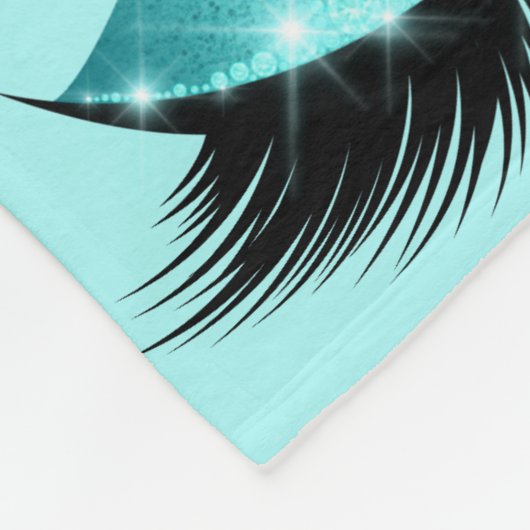 Eyelashes-Aqua-blaues Glitzer-Make-up Girly Fleecedecke (Ecke)