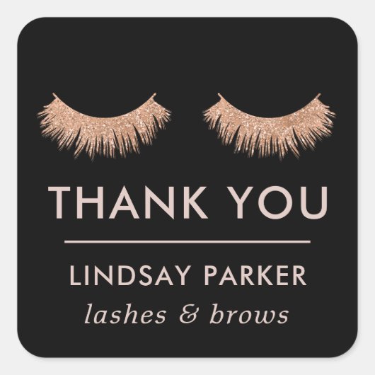 Eyelashes Black Makeup Artist Vielen Dank Quadratischer Aufkleber (Vorderseite)