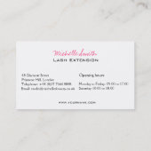 Eyelashes bricht Permanent Makeup Artist Eyes Lash Visitenkarte (Rückseite)