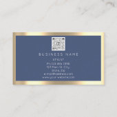 Eyelashes Brow Makeup Logo Qr Code Blue Navy Gold Visitenkarte (Rückseite)