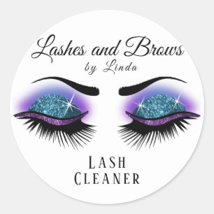 Eyelashes Extension Cleaner - Blau und Lila Runder Aufkleber