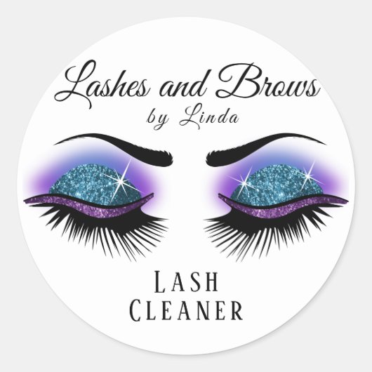 Eyelashes Extension Cleaner - Blau und Lila Runder Aufkleber (Vorderseite)