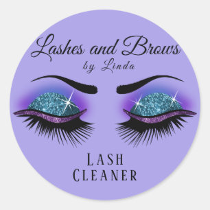 Eyelashes Extension Cleaner - Lila und blau Runder Aufkleber