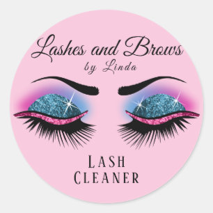 Eyelashes Extension Cleaner - Rosa und Blau Runder Aufkleber