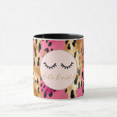 Eyelashes Girly Pink Glam Black Gold Leopard Tasse (Zentrum)