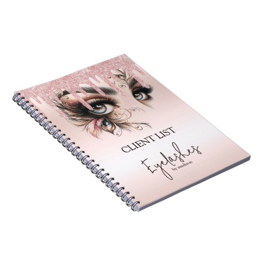 EyeLashes Glam Champagne Dripping Glitzer Notebook Notizblock (Rechte Seite)