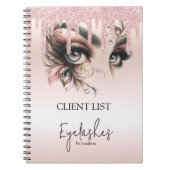 EyeLashes Glam Champagne Dripping Glitzer Notebook Notizblock (Vorderseite)