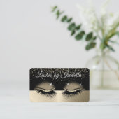 Eyelashes - Gold Glitzer Visitenkarte (Stehend Vorderseite)