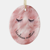 Eyelashes Kindness Pink Imitate Frösteln Keramik Ornament (Rechts)