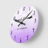 Eyelashes Lashes Lila und schwarz glänzen Personal Runde Wanduhr (Winkel)