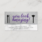 Eyelashes Makeup Artist Marble Glitzer Visitenkarte (Rückseite)