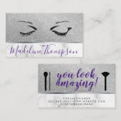 Eyelashes Makeup Artist Marble Glitzer Visitenkarte (Vorne/Hinten)