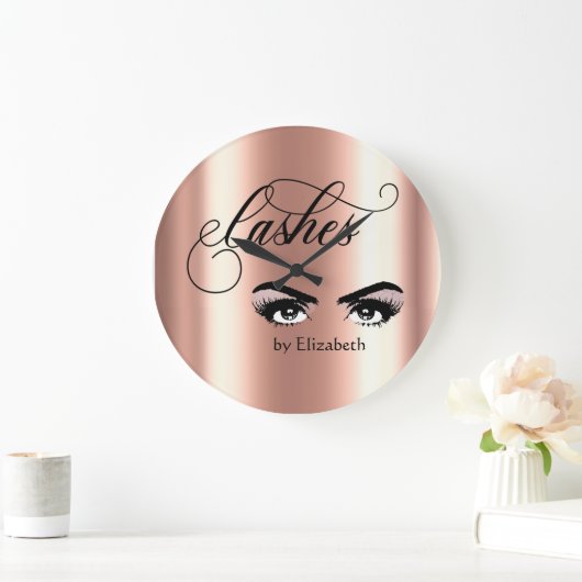 Eyelashes Makeup Lashes Rose Große Wanduhr (Zuhause)