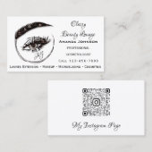 Eyelashes Makeup Microblade Logo QrCode Brown Visitenkarte (Vorne/Hinten)